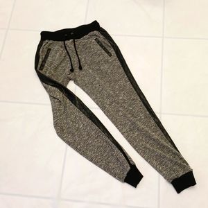 Women's Drawstring Joggers W/ PU Detail Black/Gray Size S